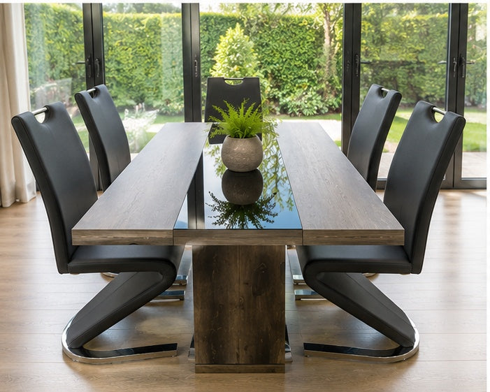 PHU™ – Black Marble Dining Table Set
