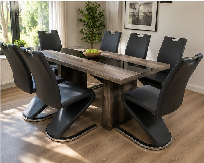 PHU™ – Black Marble Dining Table Set